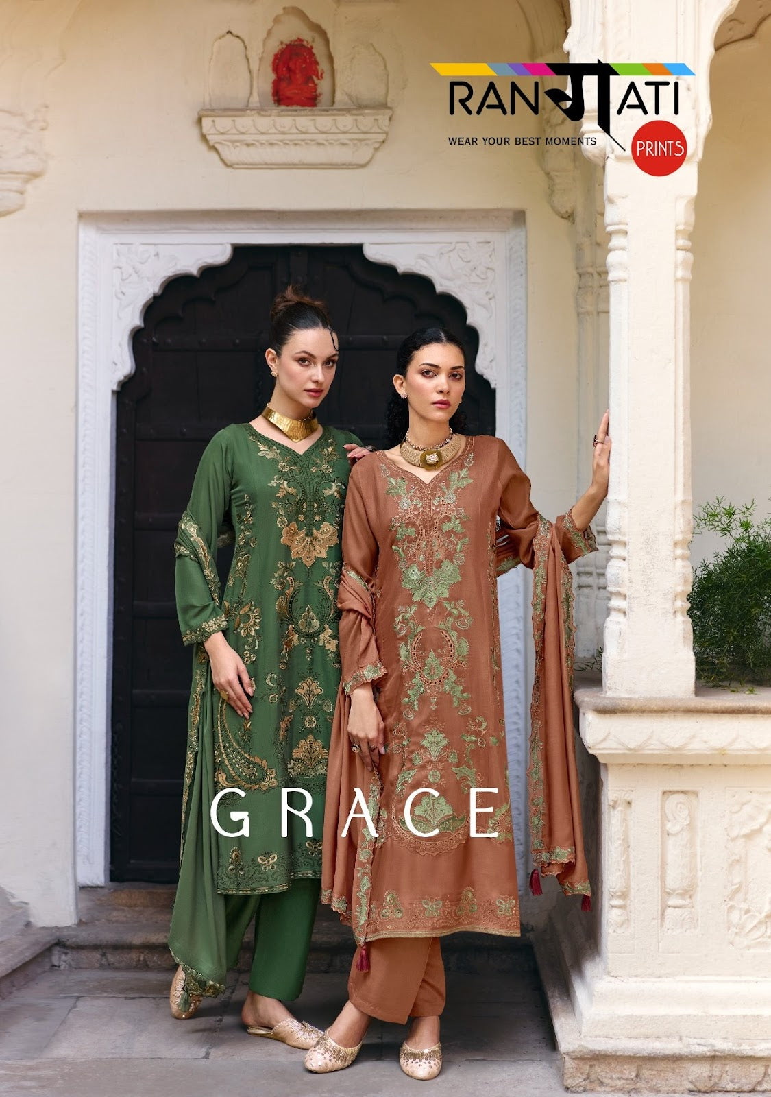 Grace Rangati Prints Silk Pant Style Suits Wholesale Price