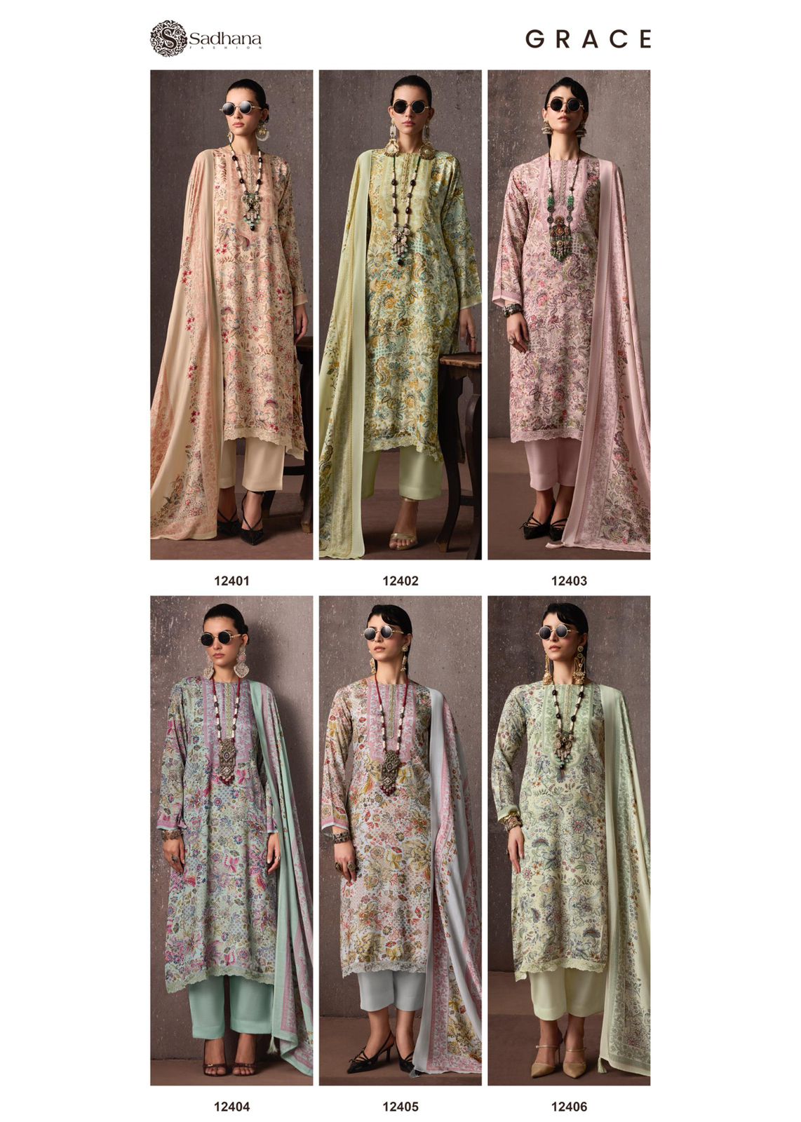 Grace Sadhana Bemberg Muslin Pant Style Suits Wholesaler India