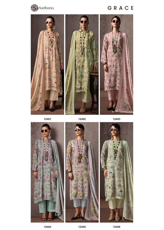 Grace Sadhana Bemberg Muslin Pant Style Suits Wholesaler India