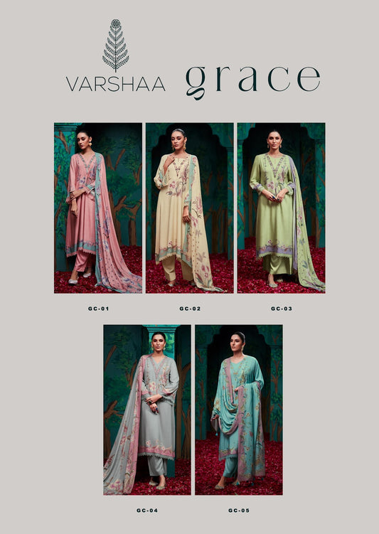 Grace Varsha Fashions Viscose Muslin Pant Style Suits Exporter