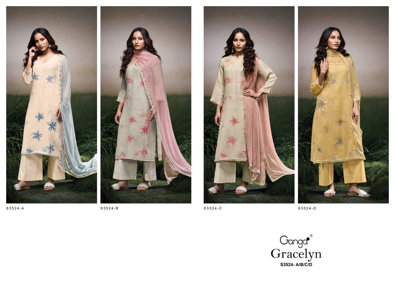 Gracelyn 3524 Ganga Pure Linen Pant Style Suits Supplier