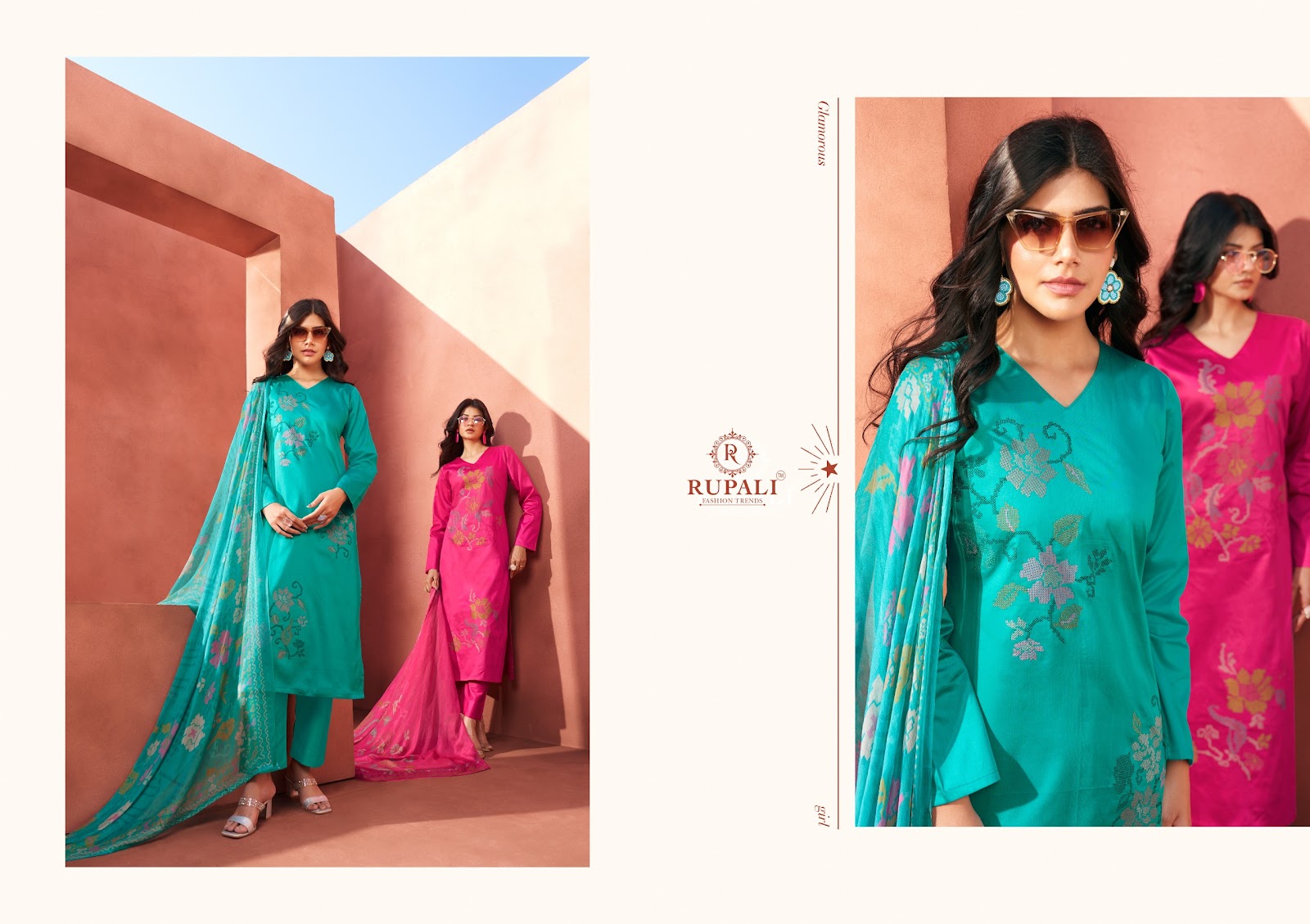 Grache Rupali Jaam Satin Pant Style Suits Manufacturer