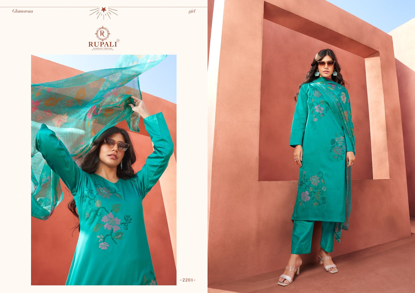 Grache Rupali Jaam Satin Pant Style Suits Manufacturer