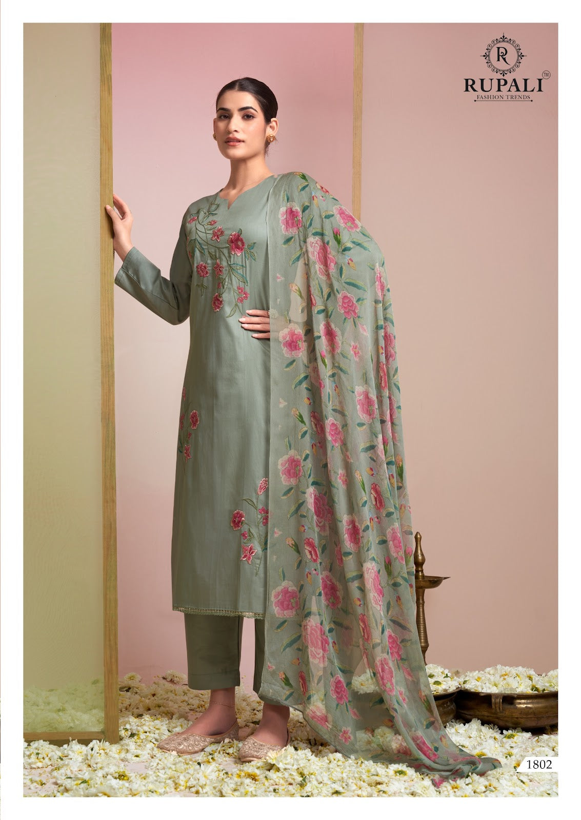Grache Vol 2 Rupali Jaam Satin Pant Style Suits Supplier