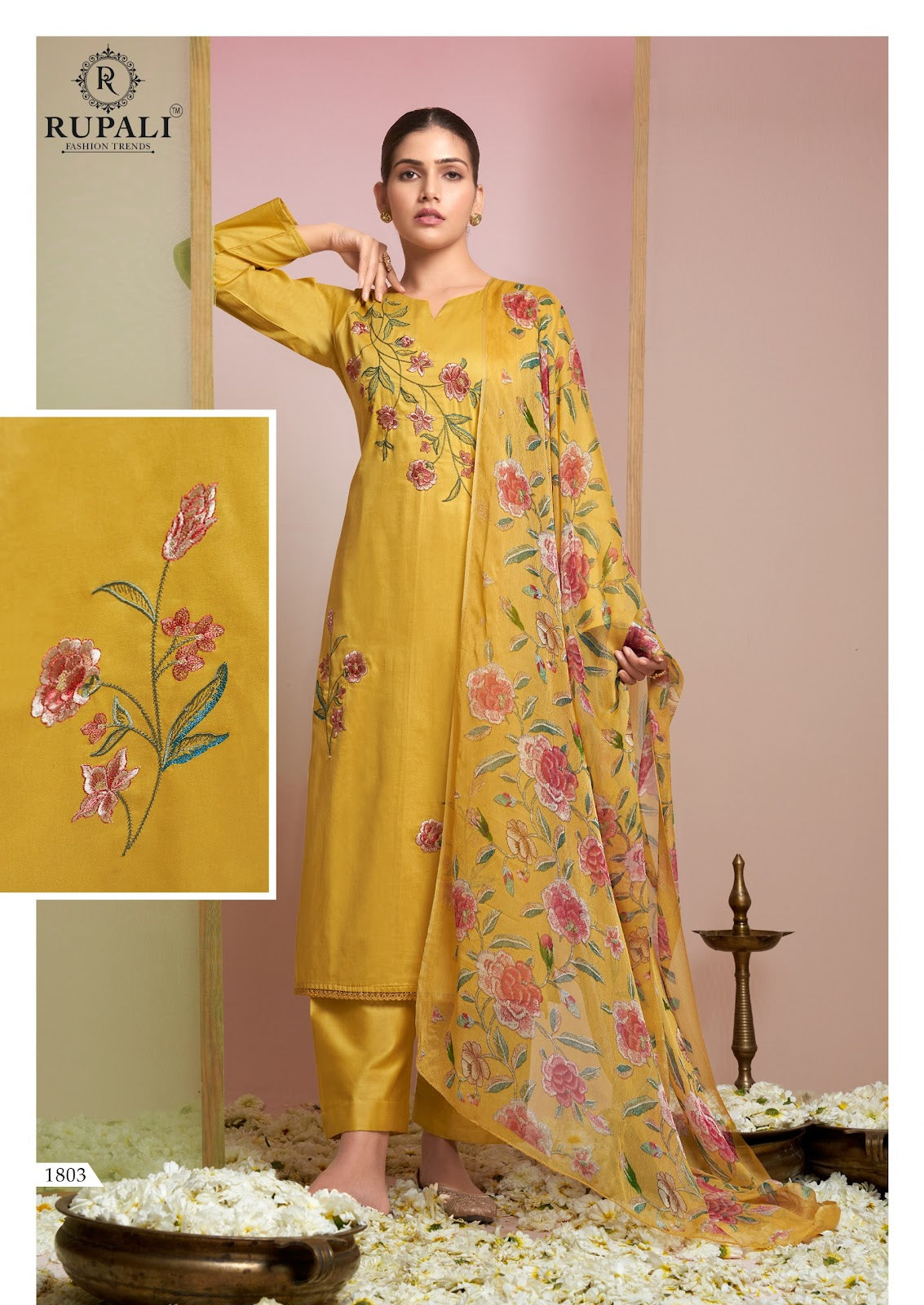 Grache Vol 2 Rupali Jaam Satin Pant Style Suits Supplier