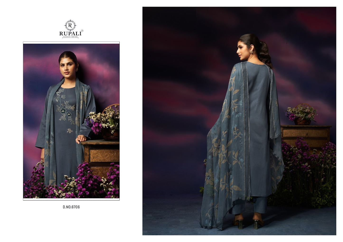 Grache Vol 4 Rupali Jaam Satin Pant Style Suits Supplier Gujarat