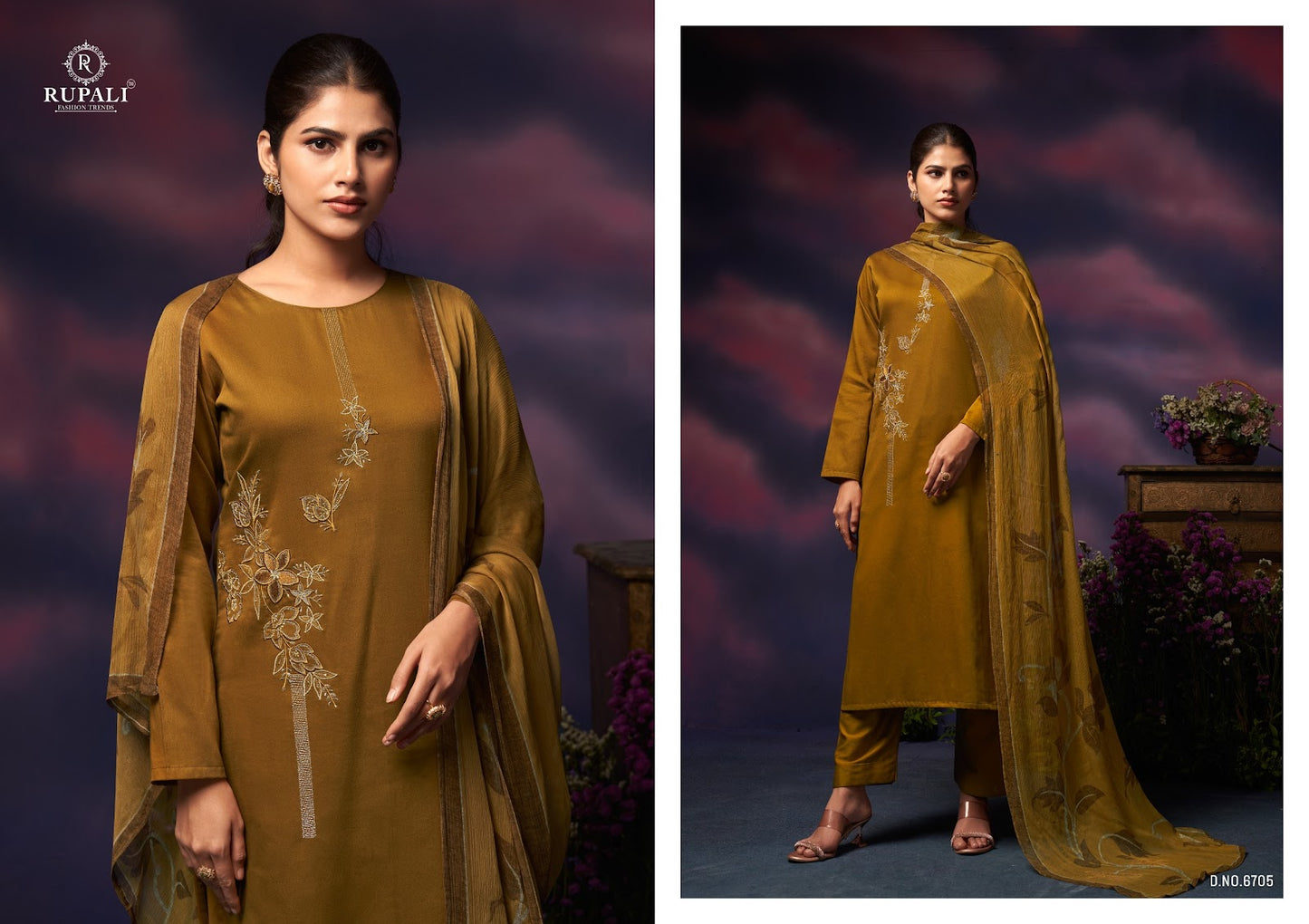 Grache Vol 4 Rupali Jaam Satin Pant Style Suits Supplier Gujarat