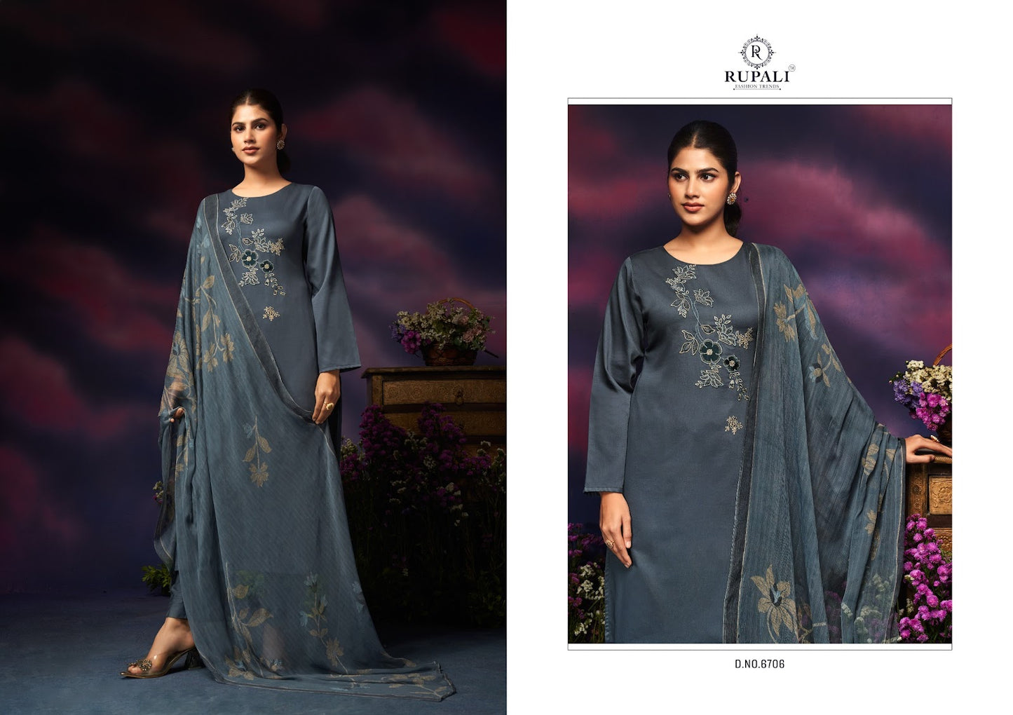 Grache Vol 4 Rupali Jaam Satin Pant Style Suits Supplier Gujarat