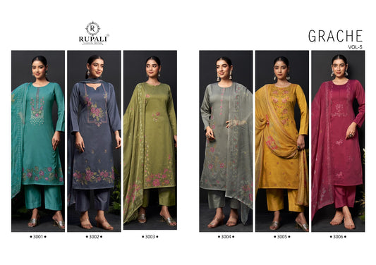 Grache Vol 5 Rupali Jaam Satin Pant Style Suits Wholesaler Ahmedabad