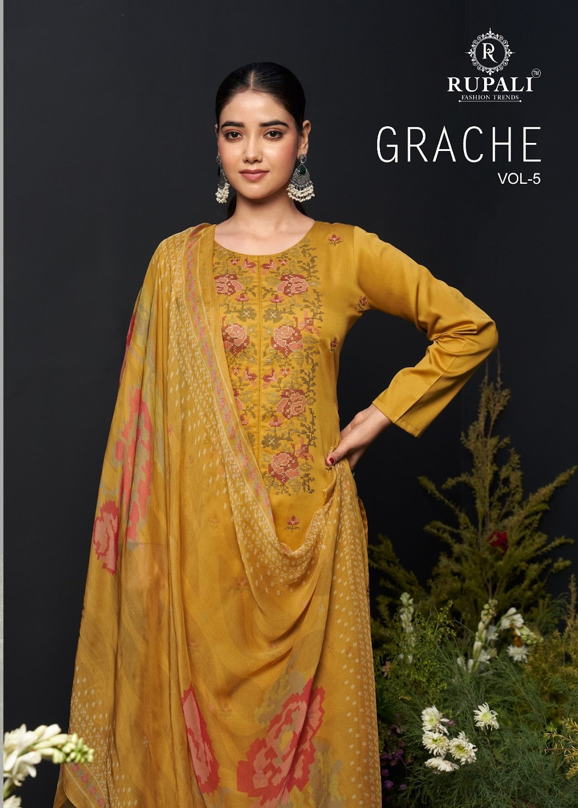 Grache Vol 5 Rupali Jaam Satin Pant Style Suits Wholesaler Ahmedabad