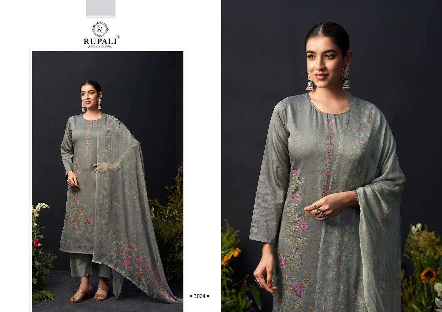 Grache Vol 5 Rupali Jaam Satin Pant Style Suits Wholesaler Ahmedabad