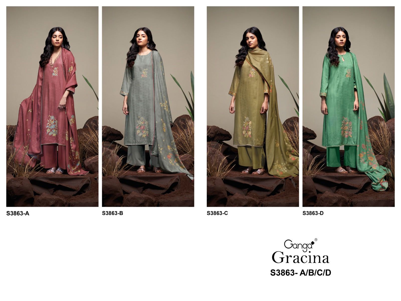 Gracina 3863 Ganga Pashmina Suits Wholesaler