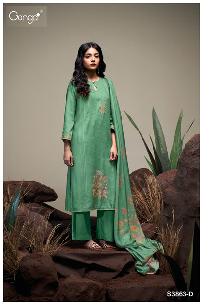 Gracina 3863 Ganga Pashmina Suits Wholesaler