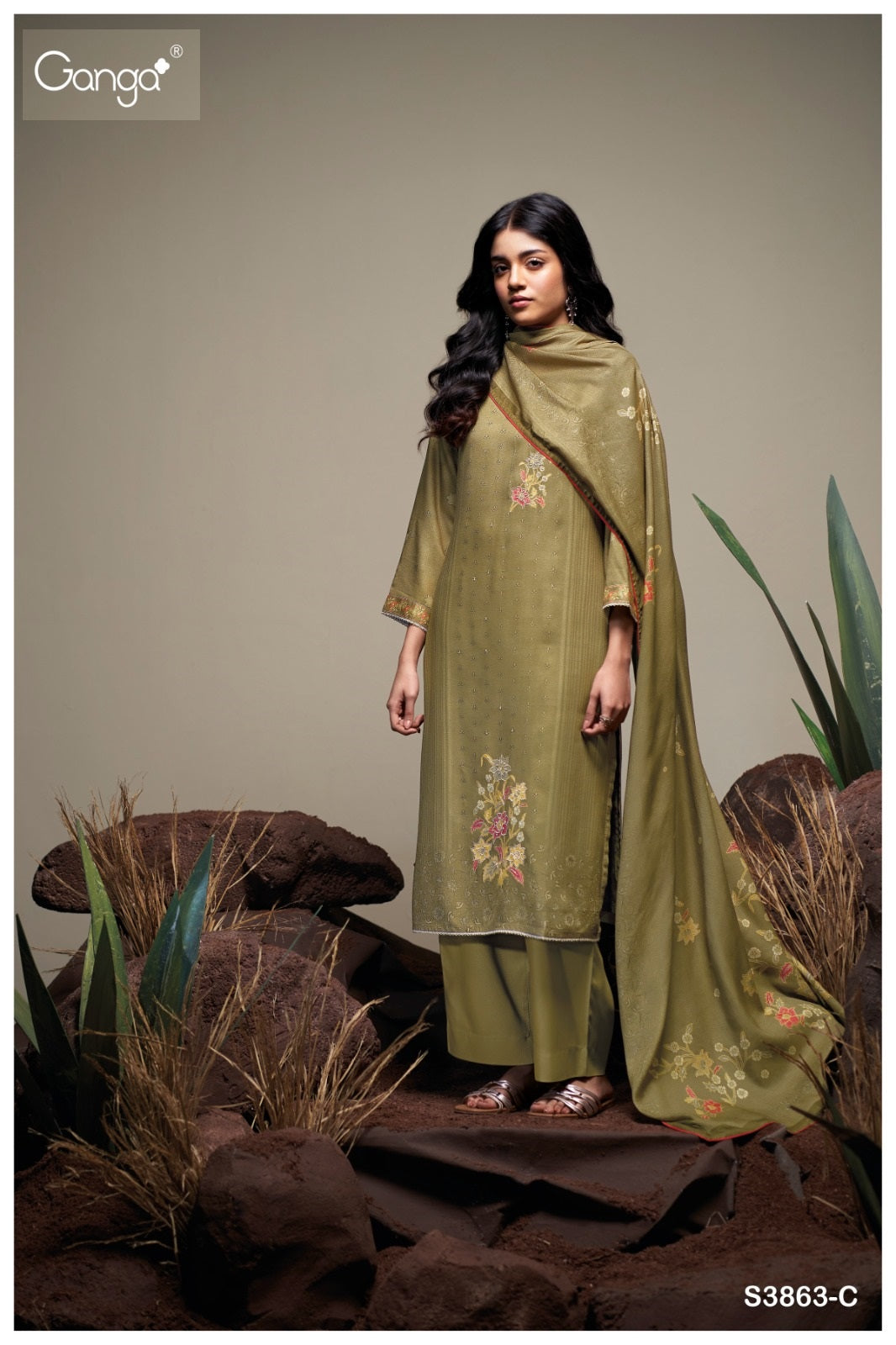 Gracina 3863 Ganga Pashmina Suits Wholesaler