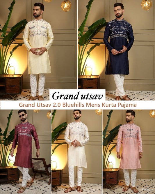 Grand Utsav 2.0 Bluehills Silk Mens Kurta Pajama Manufacturer Ahmedabad