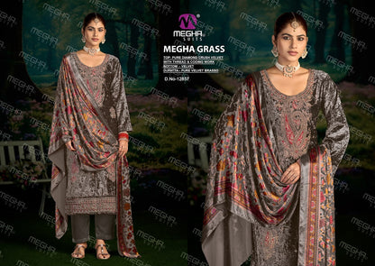 Grass Megha Crush Velvet Suits Exporter India