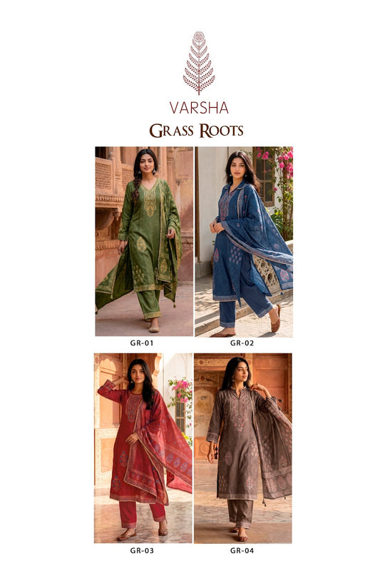 Grass Roots Varshaa Viscose Muslin Pant Style Suits Wholesaler Gujarat