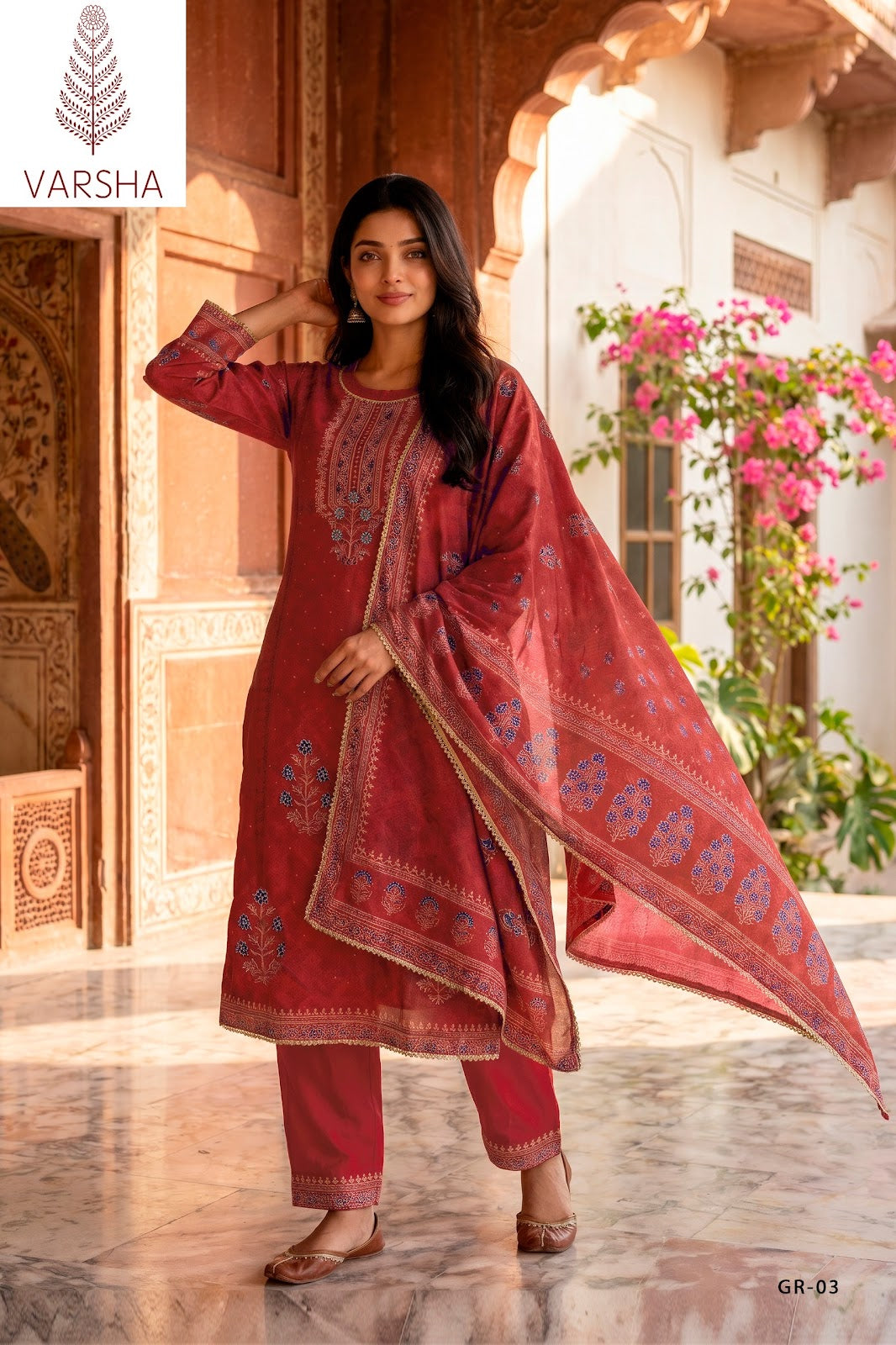 Grass Roots Varshaa Viscose Muslin Pant Style Suits Wholesaler Gujarat