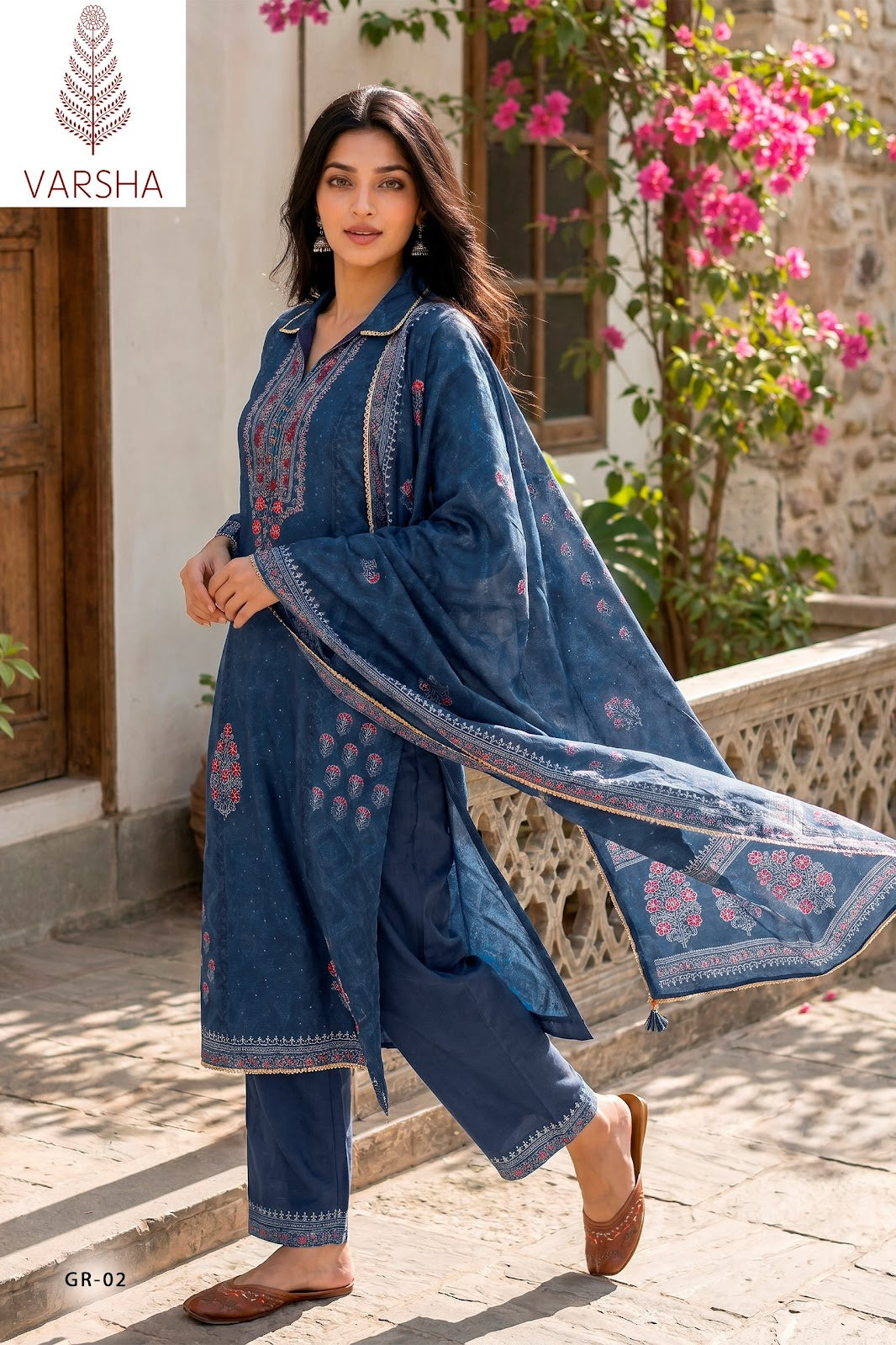 Grass Roots Varshaa Viscose Muslin Pant Style Suits Wholesaler Gujarat