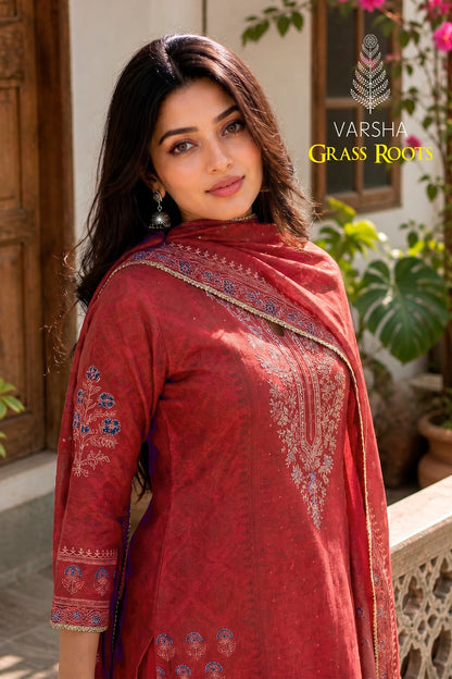 Grass Roots Varshaa Viscose Muslin Pant Style Suits Wholesaler Gujarat