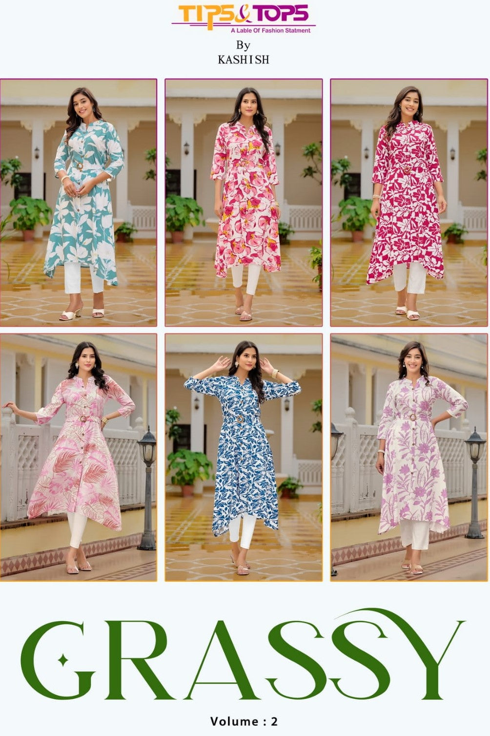Grassy Vol 2 Tips Tops Heavy Reyon A-Line Kurti Manufacturer Gujarat