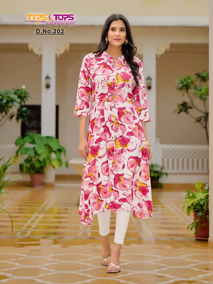 Grassy Vol 2 Tips Tops Heavy Reyon A-Line Kurti Manufacturer Gujarat
