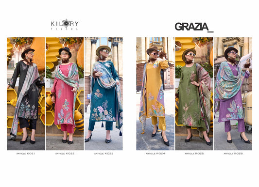 Grazia Kilory Pure Bemberg Muslin Pant Style Suits Wholesale Price