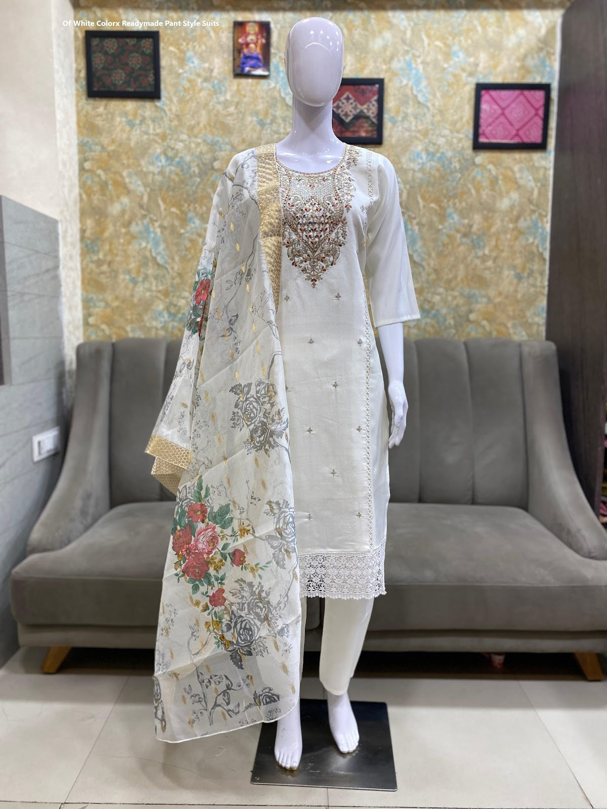 Green Of White Colorx Bombay Readymade Pant Style Suits Wholesaler