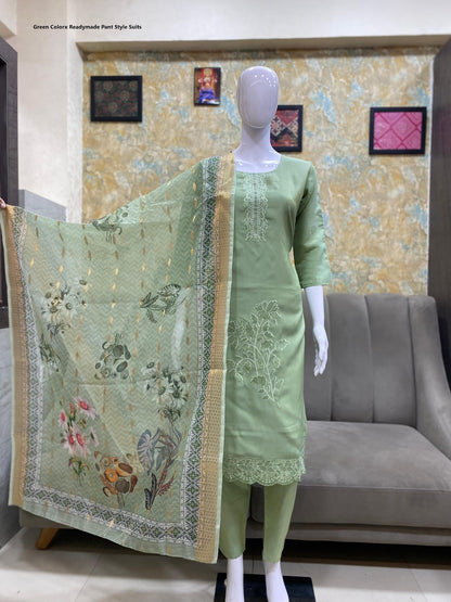 Green Of White Colorx Bombay Readymade Pant Style Suits Wholesaler