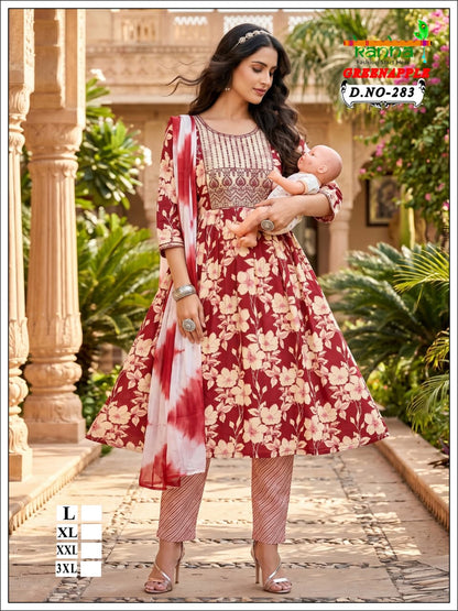 Green Apple 2706 Kanha Liva Reyon Feeding Readymade Suit Supplier India