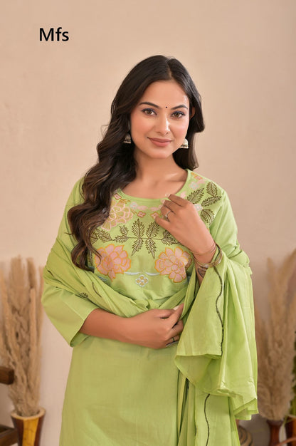 Green Vines 2006 Mfs Readymade Cotton Pant Suits Exporter India