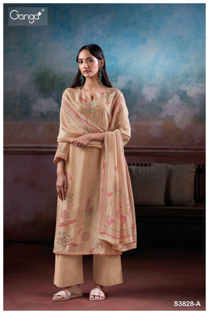 Greesha 3828 Ganga Premium Bemberg Plazzo Style Suits Supplier Gujarat