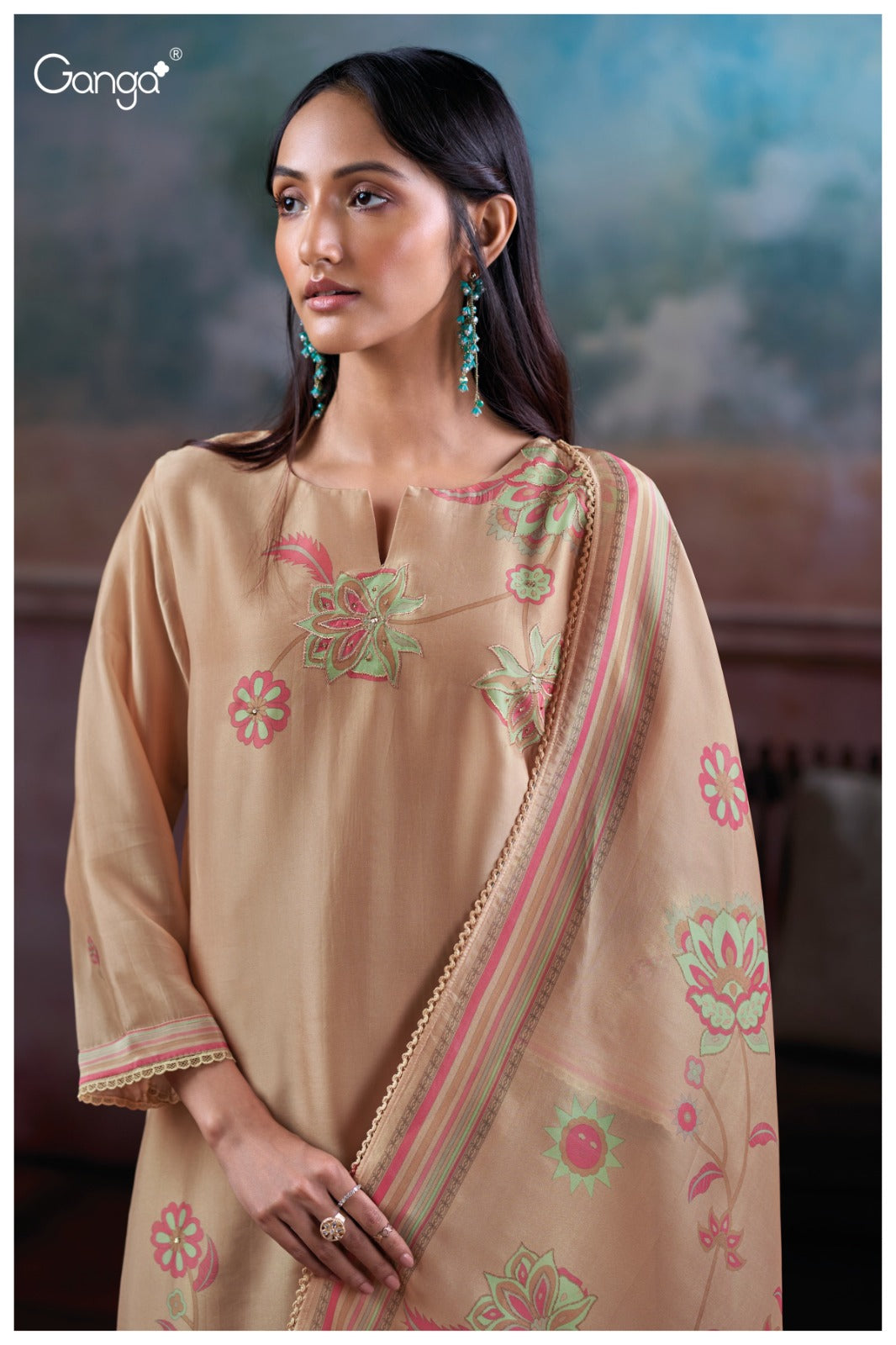 Greesha 3828 Ganga Premium Bemberg Plazzo Style Suits Supplier Gujarat