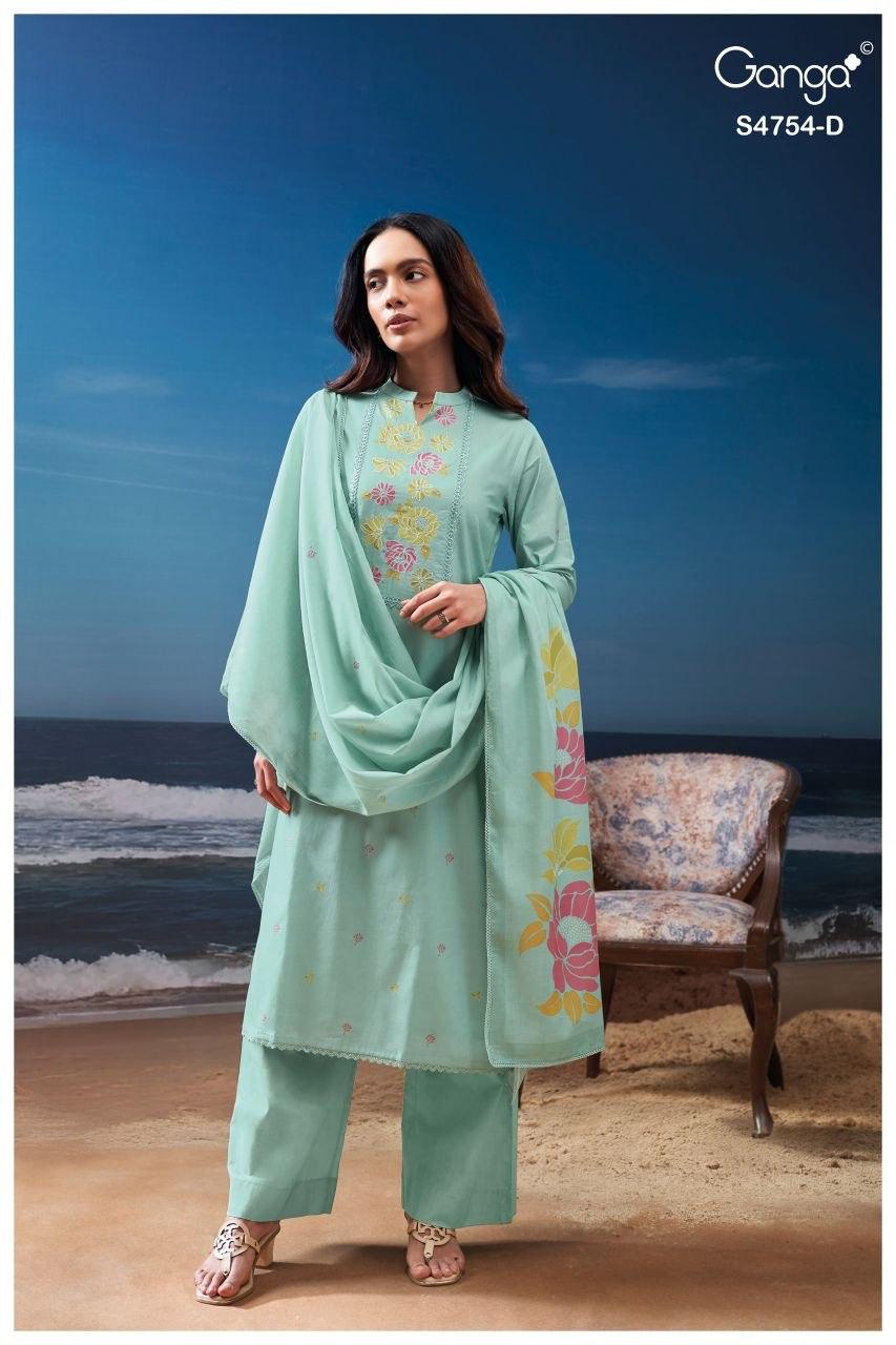 Gresmita S4754 Ganga Cotton Plazzo Style Suits Wholesale Rate