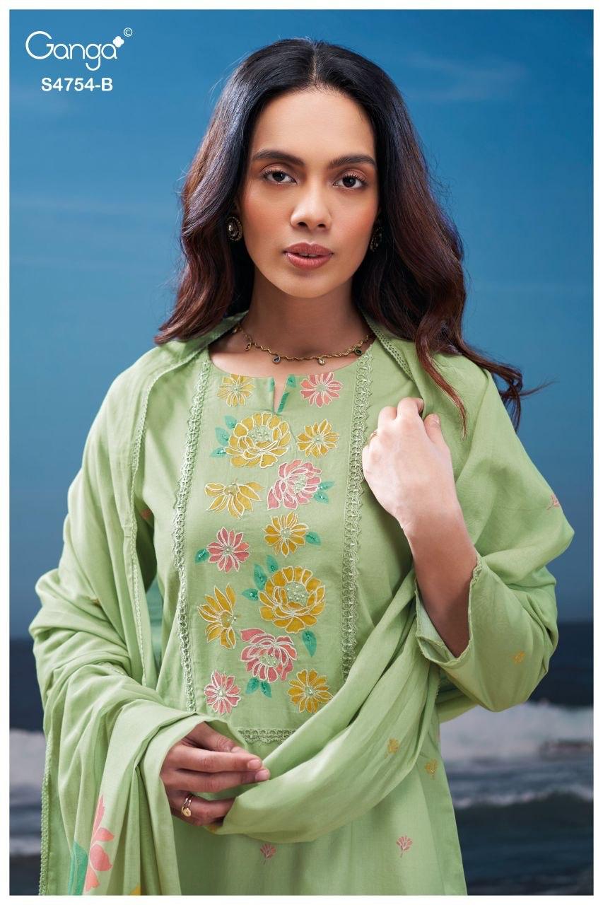 Gresmita S4754 Ganga Cotton Plazzo Style Suits Wholesale Rate