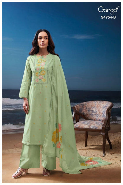 Gresmita S4754 Ganga Cotton Plazzo Style Suits Wholesale Rate