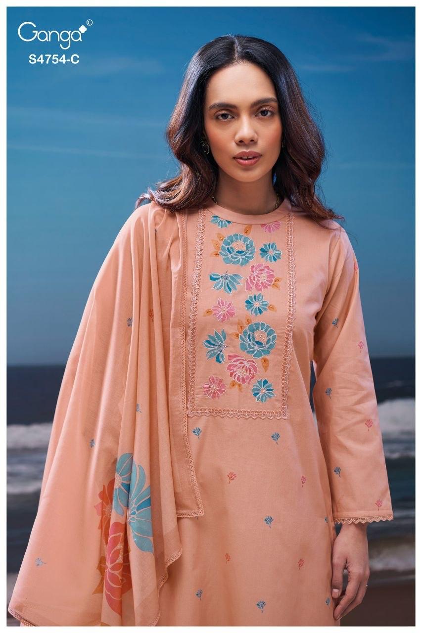 Gresmita S4754 Ganga Cotton Plazzo Style Suits Wholesale Rate