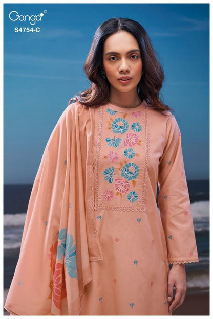 Gresmita S4754 Ganga Cotton Plazzo Style Suits Wholesale Rate