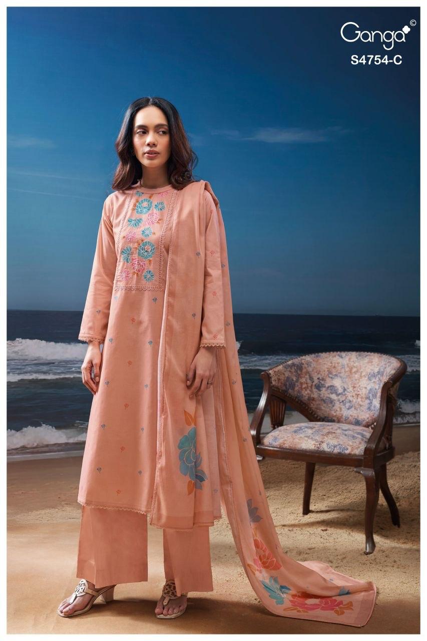 Gresmita S4754 Ganga Cotton Plazzo Style Suits Wholesale Rate