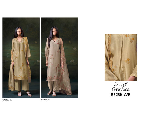 Greyasa S5269 Ganga Bemberg Silk Pant Style Suits Supplier Ahmedabad