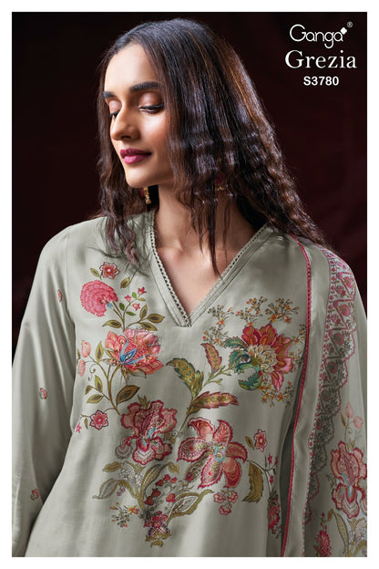 Grezia 3780 Ganga Premium Bemberg Plazzo Style Suits Wholesale Price