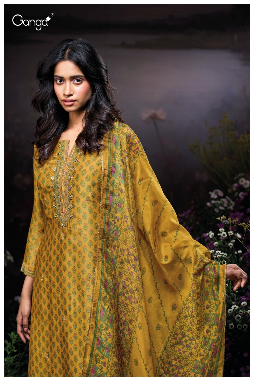 Grisha 3916 Ganga Bemberg Silk Plazzo Style Suits Exporter