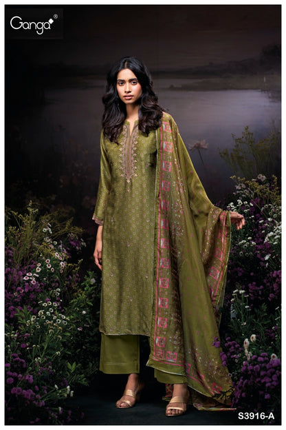 Grisha 3916 Ganga Bemberg Silk Plazzo Style Suits Exporter