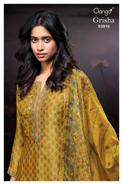 Grisha 3916 Ganga Bemberg Silk Plazzo Style Suits Exporter