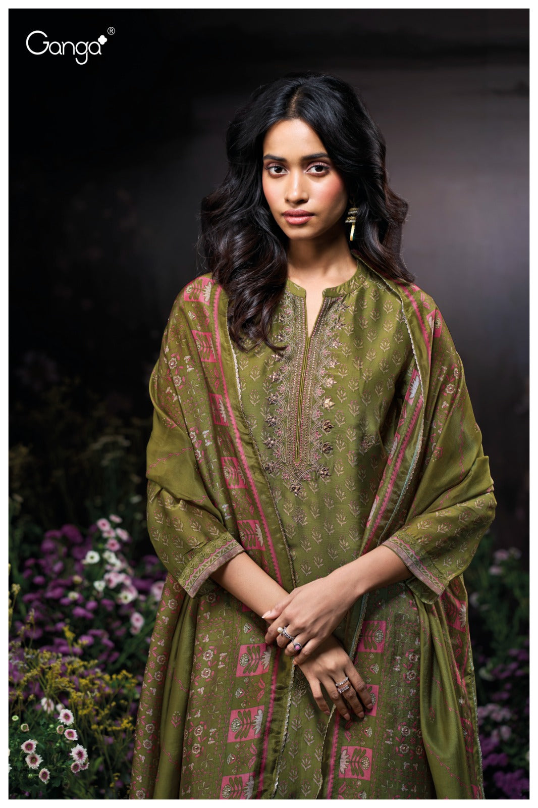 Grisha 3916 Ganga Bemberg Silk Plazzo Style Suits Exporter