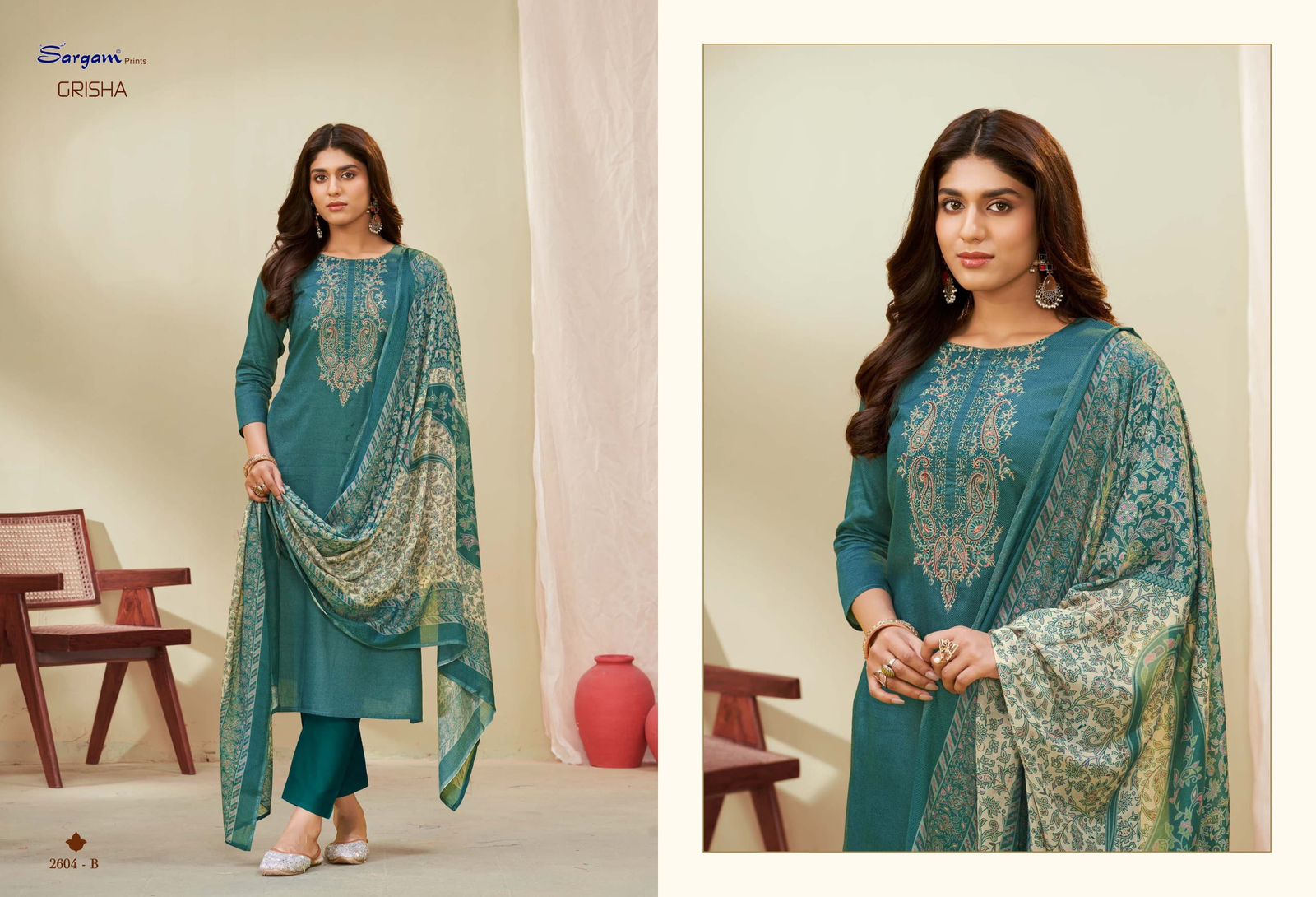 Grisha Sargam Prints Pure Jam Pant Style Suits Supplier
