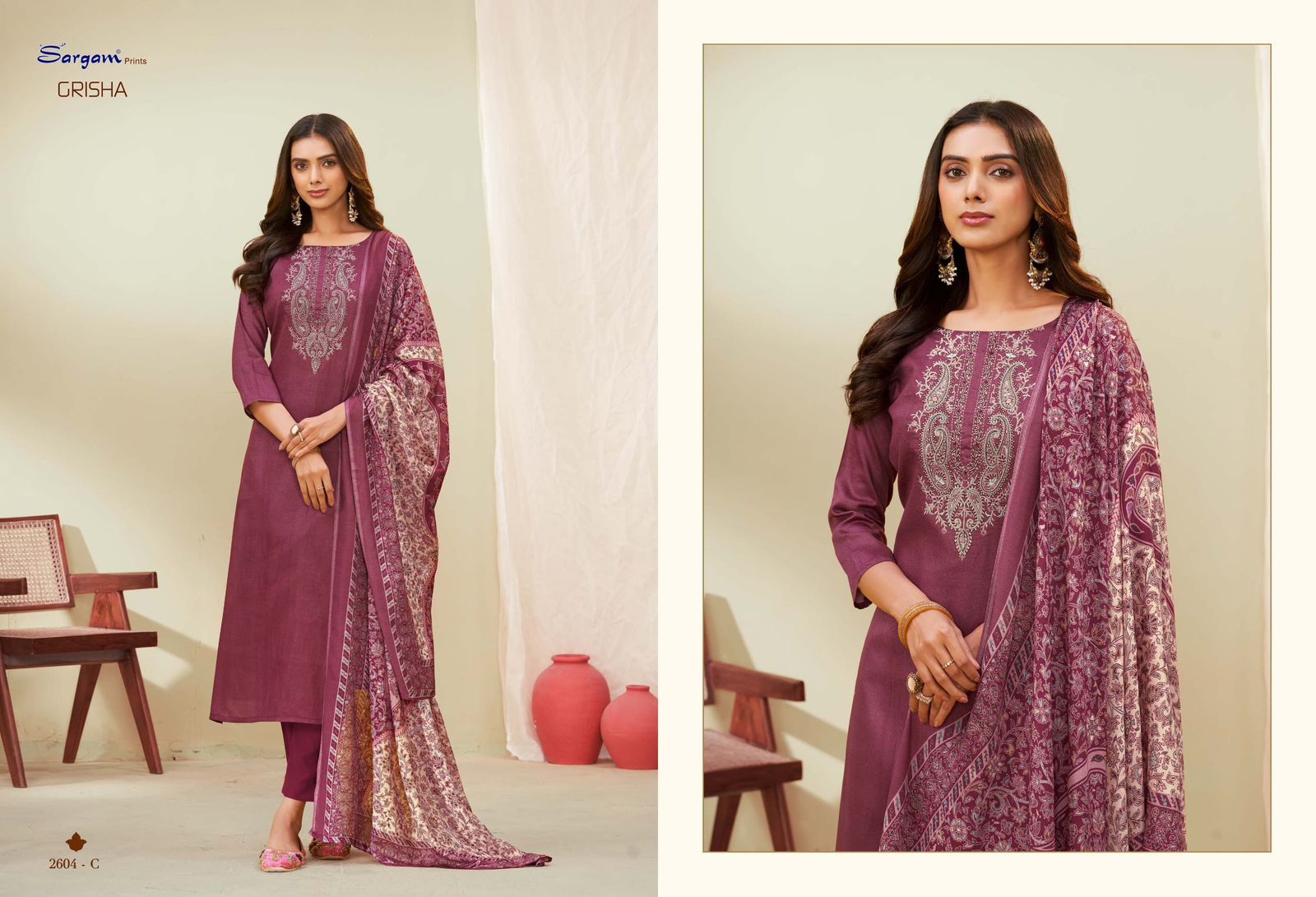 Grisha Sargam Prints Pure Jam Pant Style Suits Supplier