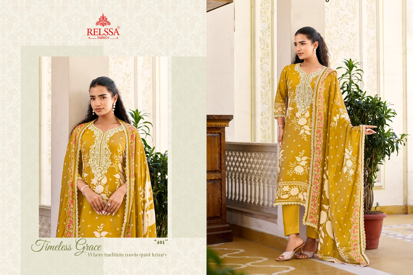 Grisha Vol 4 Relssa Fabrics Pure Maslin Pant Style Suits Wholesale
