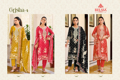 Grisha Vol 4 Relssa Fabrics Pure Maslin Pant Style Suits Wholesale