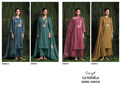 Grishika S5286 Ganga Corduroy Plazzo Style Suits Exporter Ahmedabad